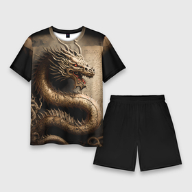 Мужской костюм с шортами 3D с принтом Китайский дракон с открытой пастью ,  |  | 
