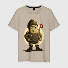 Мужская футболка хлопок с принтом Картошка в мундире в Кировске, 100% хлопок | прямой крой, круглый вырез горловины, длина до линии бедер, слегка спущенное плечо. | 