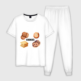 Мужская пижама хлопок с принтом Набор печенья в Новосибирске, 100% хлопок | брюки и футболка прямого кроя, без карманов, на брюках мягкая резинка на поясе и по низу штанин
 | Тематика изображения на принте: 