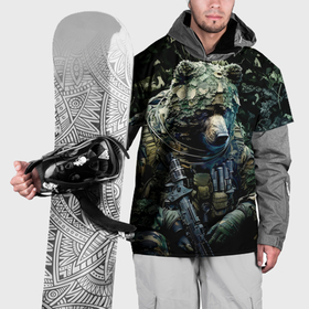 Накидка на куртку 3D с принтом Медведь снайпер в камуфляже в Тюмени, 100% полиэстер |  | 