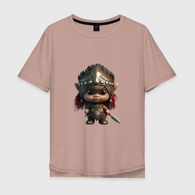 Мужская футболка хлопок Oversize с принтом Воинственная амазонка в Курске, 100% хлопок | свободный крой, круглый ворот, “спинка” длиннее передней части | 