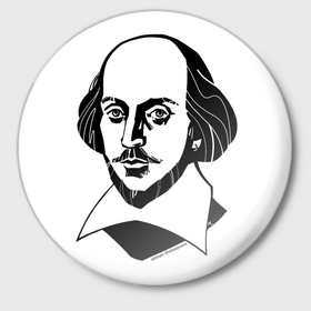 Значок с принтом William Shakespeare в Санкт-Петербурге,  металл | круглая форма, металлическая застежка в виде булавки | 