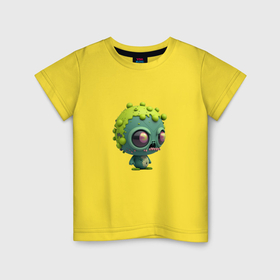 Детская футболка хлопок с принтом Зеленый человечек в Белгороде, 100% хлопок | круглый вырез горловины, полуприлегающий силуэт, длина до линии бедер | Тематика изображения на принте: 