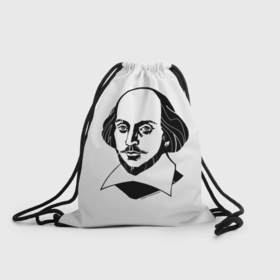 Рюкзак-мешок 3D с принтом Портрет Шекспира в Петрозаводске, 100% полиэстер | плотность ткани — 200 г/м2, размер — 35 х 45 см; лямки — толстые шнурки, застежка на шнуровке, без карманов и подкладки | Тематика изображения на принте: 