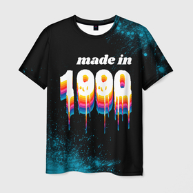 Мужская футболка 3D с принтом Made in 1990: liquid art в Новосибирске, 100% полиэфир | прямой крой, круглый вырез горловины, длина до линии бедер | 