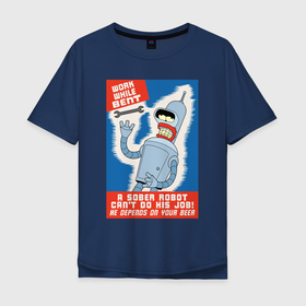Мужская футболка хлопок Oversize с принтом Drunk Bender work , 100% хлопок | свободный крой, круглый ворот, “спинка” длиннее передней части | 