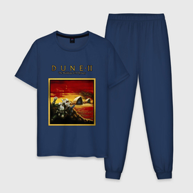 Мужская пижама хлопок с принтом Dune 2   building of a dynasty в Екатеринбурге, 100% хлопок | брюки и футболка прямого кроя, без карманов, на брюках мягкая резинка на поясе и по низу штанин
 | 