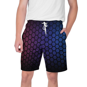 Мужские шорты 3D с принтом abstract hexagon fon в Тюмени,  полиэстер 100% | прямой крой, два кармана без застежек по бокам. Мягкая трикотажная резинка на поясе, внутри которой широкие завязки. Длина чуть выше колен | Тематика изображения на принте: 