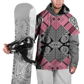 Накидка на куртку 3D с принтом Геометрический розово черный с белым узор в Рязани, 100% полиэстер |  | 