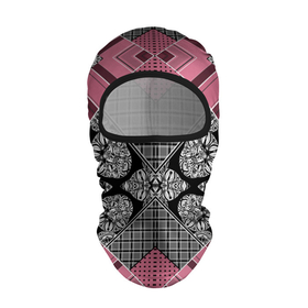 Балаклава 3D с принтом Геометрический розово черный с белым узор в Новосибирске, 100% полиэстер, ткань с особыми свойствами — Activecool | плотность 150–180 г/м2; хорошо тянется, но при этом сохраняет форму. Закрывает шею, вокруг отверстия для глаз кайма. Единый размер | 