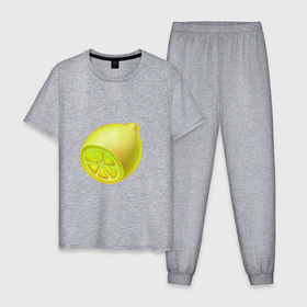 Мужская пижама хлопок с принтом Солнечный лимон , 100% хлопок | брюки и футболка прямого кроя, без карманов, на брюках мягкая резинка на поясе и по низу штанин
 | 