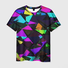 Мужская футболка 3D с принтом Shapes triangle geometry в Белгороде, 100% полиэфир | прямой крой, круглый вырез горловины, длина до линии бедер | 