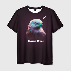Мужская футболка 3D с принтом Hawk game over в Санкт-Петербурге, 100% полиэфир | прямой крой, круглый вырез горловины, длина до линии бедер | 