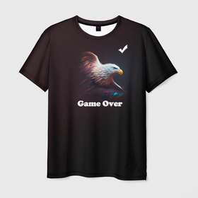Мужская футболка 3D с принтом Eagle game over в Санкт-Петербурге, 100% полиэфир | прямой крой, круглый вырез горловины, длина до линии бедер | 
