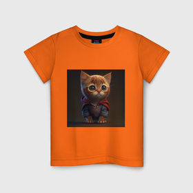 Детская футболка хлопок с принтом Маскарадный костюм котёнка в Белгороде, 100% хлопок | круглый вырез горловины, полуприлегающий силуэт, длина до линии бедер | 
