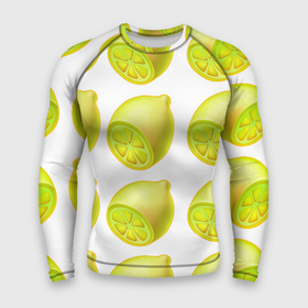 Мужской рашгард 3D с принтом Паттерн лимоны ,  |  | Тематика изображения на принте: 