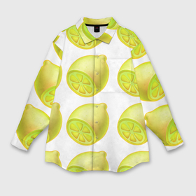 Мужская рубашка oversize 3D с принтом Паттерн лимоны в Петрозаводске,  |  | 