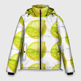 Мужская зимняя куртка 3D с принтом Паттерн лимоны в Курске, верх — 100% полиэстер; подкладка — 100% полиэстер; утеплитель — 100% полиэстер | длина ниже бедра, свободный силуэт Оверсайз. Есть воротник-стойка, отстегивающийся капюшон и ветрозащитная планка. 

Боковые карманы с листочкой на кнопках и внутренний карман на молнии. | 
