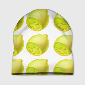 Шапка 3D с принтом Паттерн лимоны , 100% полиэстер | универсальный размер, печать по всей поверхности изделия | 