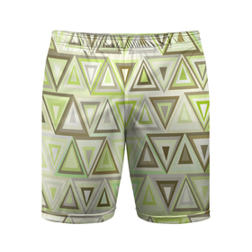 Мужские шорты спортивные с принтом Геометрический светло зелёный паттерн из треугольников ,  |  | 