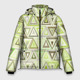 Мужская зимняя куртка 3D с принтом Геометрический светло зелёный паттерн из треугольников , верх — 100% полиэстер; подкладка — 100% полиэстер; утеплитель — 100% полиэстер | длина ниже бедра, свободный силуэт Оверсайз. Есть воротник-стойка, отстегивающийся капюшон и ветрозащитная планка. 

Боковые карманы с листочкой на кнопках и внутренний карман на молнии. | Тематика изображения на принте: 