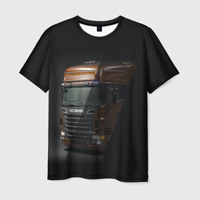 Мужская футболка 3D с принтом Scania в Санкт-Петербурге, 100% полиэфир | прямой крой, круглый вырез горловины, длина до линии бедер | 