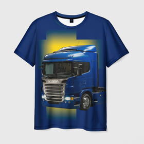 Мужская футболка 3D с принтом Scania truck в Санкт-Петербурге, 100% полиэфир | прямой крой, круглый вырез горловины, длина до линии бедер | 