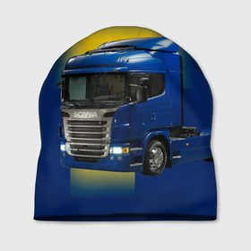 Шапка 3D с принтом Scania truck в Петрозаводске, 100% полиэстер | универсальный размер, печать по всей поверхности изделия | 