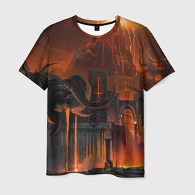 Мужская футболка 3D с принтом Замок в аду в Санкт-Петербурге, 100% полиэфир | прямой крой, круглый вырез горловины, длина до линии бедер | Тематика изображения на принте: 