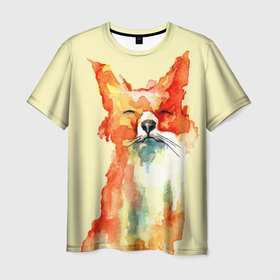 Мужская футболка 3D с принтом Живописная лисица в Санкт-Петербурге, 100% полиэфир | прямой крой, круглый вырез горловины, длина до линии бедер | Тематика изображения на принте: 