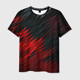 Мужская футболка 3D с принтом Черно Красная штриховка в Санкт-Петербурге, 100% полиэфир | прямой крой, круглый вырез горловины, длина до линии бедер | 