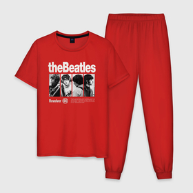 Мужская пижама хлопок с принтом The Beatles rock , 100% хлопок | брюки и футболка прямого кроя, без карманов, на брюках мягкая резинка на поясе и по низу штанин
 | 