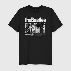 Мужская футболка хлопок Slim с принтом The Beatles rock в Тюмени, 92% хлопок, 8% лайкра | приталенный силуэт, круглый вырез ворота, длина до линии бедра, короткий рукав | Тематика изображения на принте: 