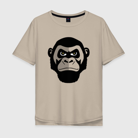 Мужская футболка хлопок Oversize с принтом serious gorilla в Новосибирске, 100% хлопок | свободный крой, круглый ворот, “спинка” длиннее передней части | Тематика изображения на принте: 