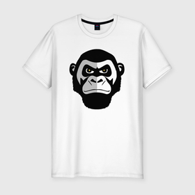 Мужская футболка хлопок Slim с принтом serious gorilla в Кировске, 92% хлопок, 8% лайкра | приталенный силуэт, круглый вырез ворота, длина до линии бедра, короткий рукав | 