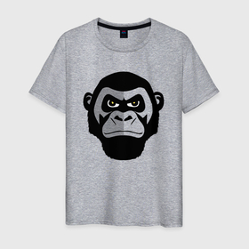 Мужская футболка хлопок с принтом serious gorilla в Екатеринбурге, 100% хлопок | прямой крой, круглый вырез горловины, длина до линии бедер, слегка спущенное плечо. | 