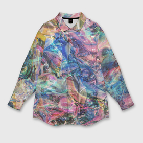 Мужская рубашка oversize 3D с принтом Жидкие краски слияния цветов ,  |  | 