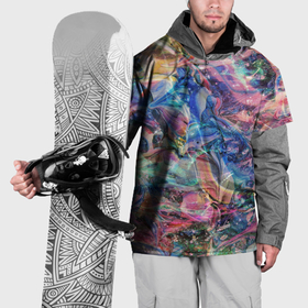 Накидка на куртку 3D с принтом Жидкие краски слияния цветов в Петрозаводске, 100% полиэстер |  | Тематика изображения на принте: 