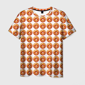 Мужская футболка 3D с принтом Пончики паттерн в Белгороде, 100% полиэфир | прямой крой, круглый вырез горловины, длина до линии бедер | 
