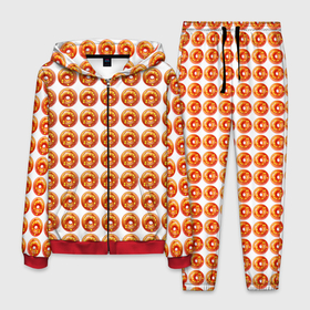 Мужской костюм 3D с принтом Пончики паттерн , 100% полиэстер | Манжеты и пояс оформлены тканевой резинкой, двухслойный капюшон со шнурком для регулировки, карманы спереди | 