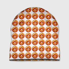 Шапка 3D с принтом Пончики паттерн в Тюмени, 100% полиэстер | универсальный размер, печать по всей поверхности изделия | 