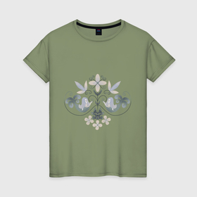 Женская футболка хлопок с принтом Русалки в цветах в Кировске, 100% хлопок | прямой крой, круглый вырез горловины, длина до линии бедер, слегка спущенное плечо | 