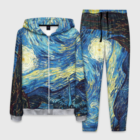 Мужской костюм 3D с принтом Van Gogh   The starry night в Тюмени, 100% полиэстер | Манжеты и пояс оформлены тканевой резинкой, двухслойный капюшон со шнурком для регулировки, карманы спереди | 