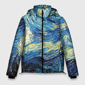 Мужская зимняя куртка 3D с принтом Van Gogh   The starry night в Тюмени, верх — 100% полиэстер; подкладка — 100% полиэстер; утеплитель — 100% полиэстер | длина ниже бедра, свободный силуэт Оверсайз. Есть воротник-стойка, отстегивающийся капюшон и ветрозащитная планка. 

Боковые карманы с листочкой на кнопках и внутренний карман на молнии. | 