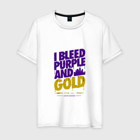 Мужская футболка хлопок с принтом Lakers nation в Тюмени, 100% хлопок | прямой крой, круглый вырез горловины, длина до линии бедер, слегка спущенное плечо. | Тематика изображения на принте: 