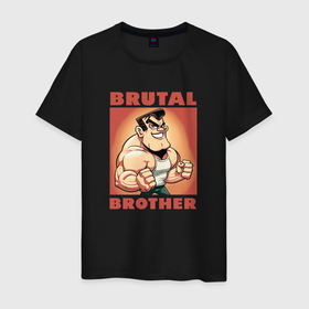 Мужская футболка хлопок с принтом Брутальный брат в Курске, 100% хлопок | прямой крой, круглый вырез горловины, длина до линии бедер, слегка спущенное плечо. | 
