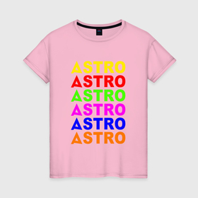Женская футболка хлопок с принтом Astro color logo в Курске, 100% хлопок | прямой крой, круглый вырез горловины, длина до линии бедер, слегка спущенное плечо | 
