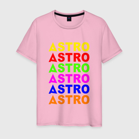 Мужская футболка хлопок с принтом Astro color logo в Белгороде, 100% хлопок | прямой крой, круглый вырез горловины, длина до линии бедер, слегка спущенное плечо. | 
