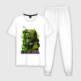 Мужская пижама хлопок с принтом Graffiti Stalker в Тюмени, 100% хлопок | брюки и футболка прямого кроя, без карманов, на брюках мягкая резинка на поясе и по низу штанин
 | 