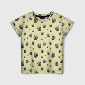 Детская футболка 3D с принтом Пчелки   паттерн в Екатеринбурге, 100% гипоаллергенный полиэфир | прямой крой, круглый вырез горловины, длина до линии бедер, чуть спущенное плечо, ткань немного тянется | 